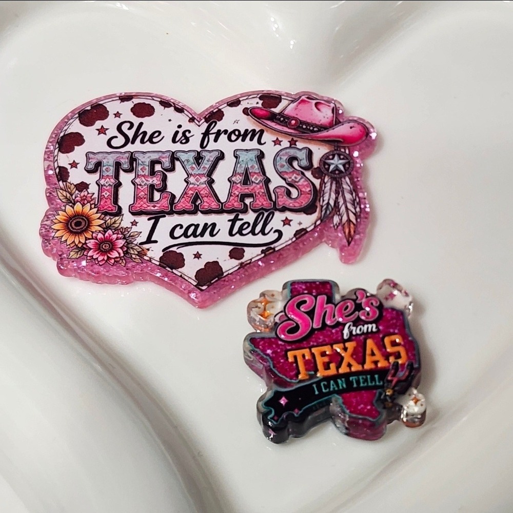 Texas Flatback Focal Bead Beaded Pen Badge Acrylic Flats Keychain Country
